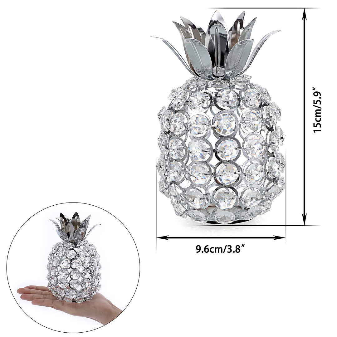 Sparkly Crystal Beads Pineapple Ornament Handmade Decorative Pineapple Nordic Artificial Fruit Figurine Statue Table Centerpiece Decor for Home Wedding Party Festival