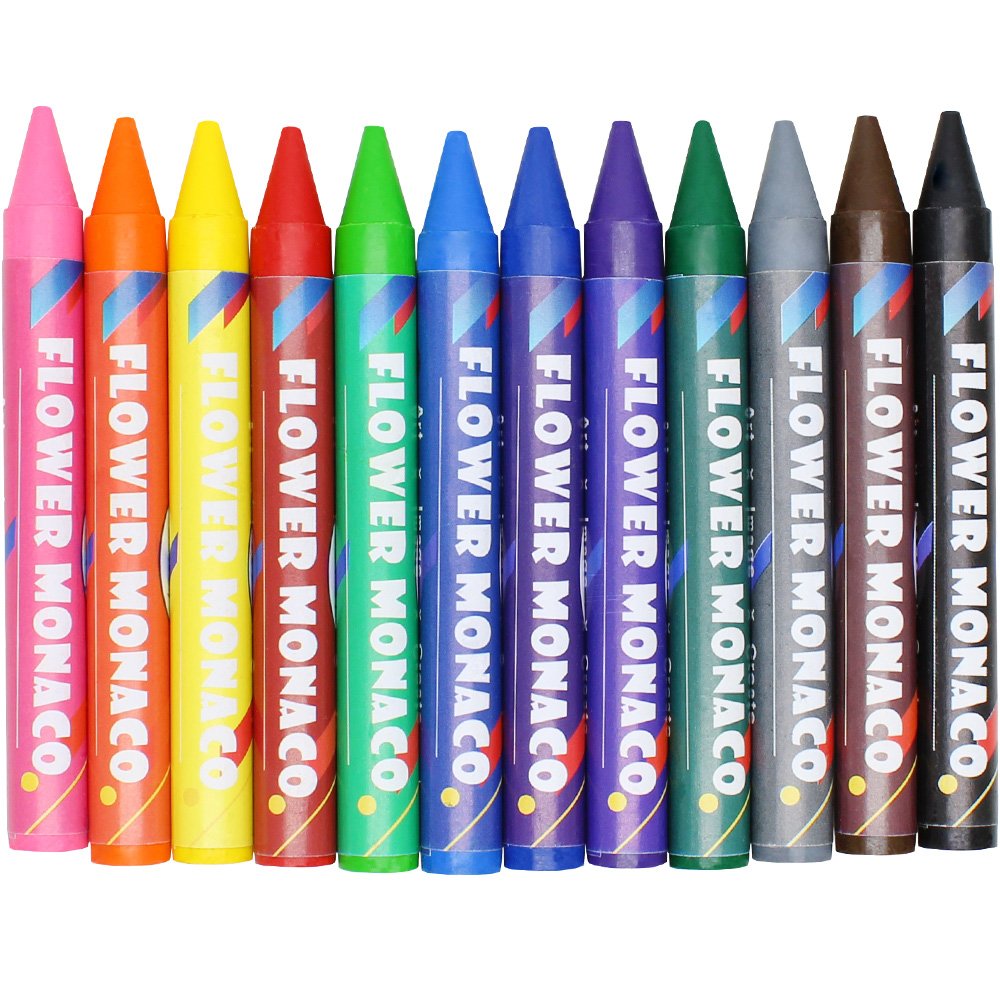 Toddler Crayons Ages 1-3, 12 Colors Non Toxic Crayons, Easy to Hold Large Washable Crayons, Safe for Babies, Kids and Children Flower Monaco
