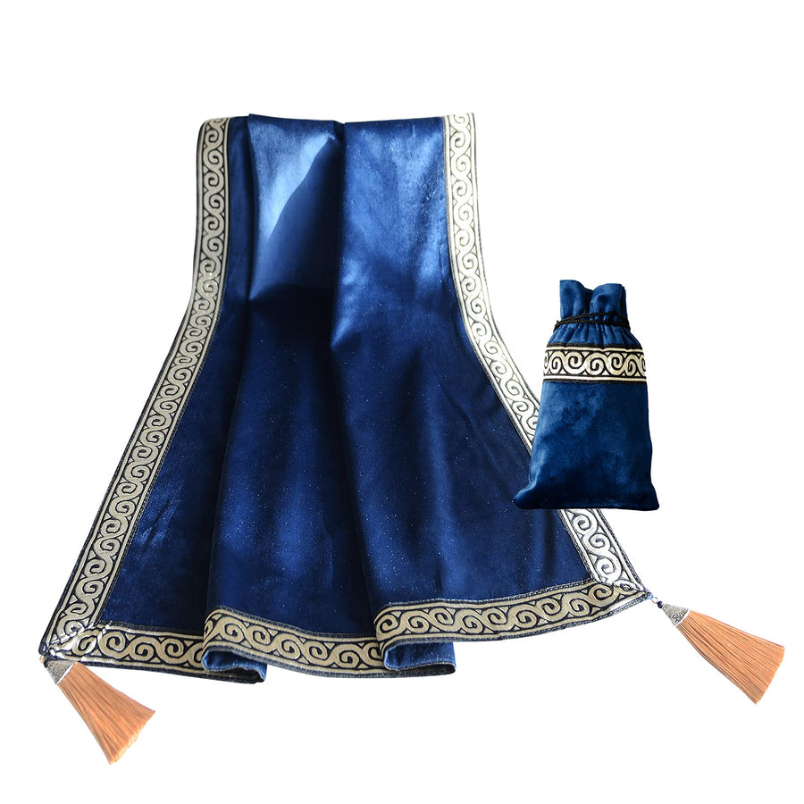 SUTAVIA Retro Altar Tarot Table Cloth Gothic Cards Bag Party Square Table Cover Divination Wicca Lisi Velvet with Tarot Drawstring Pouch Set (Purple, 25.5x25.5)