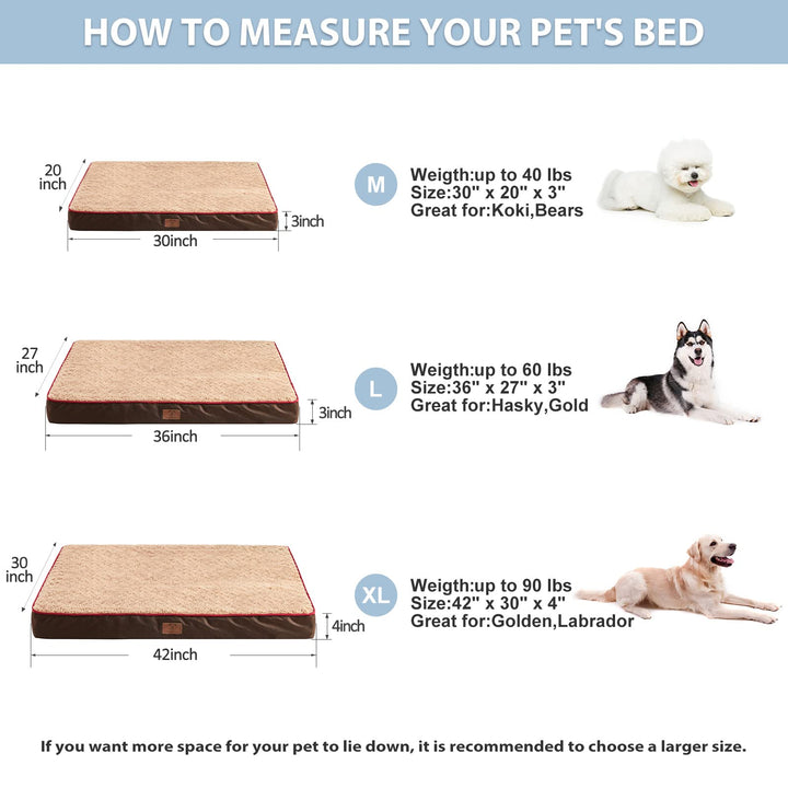 Orthopedic Dog Bed, Pet Bed for Large Dogs, Egg Crate Foam, Soft Rose Plush, Waterproof Removable Cover