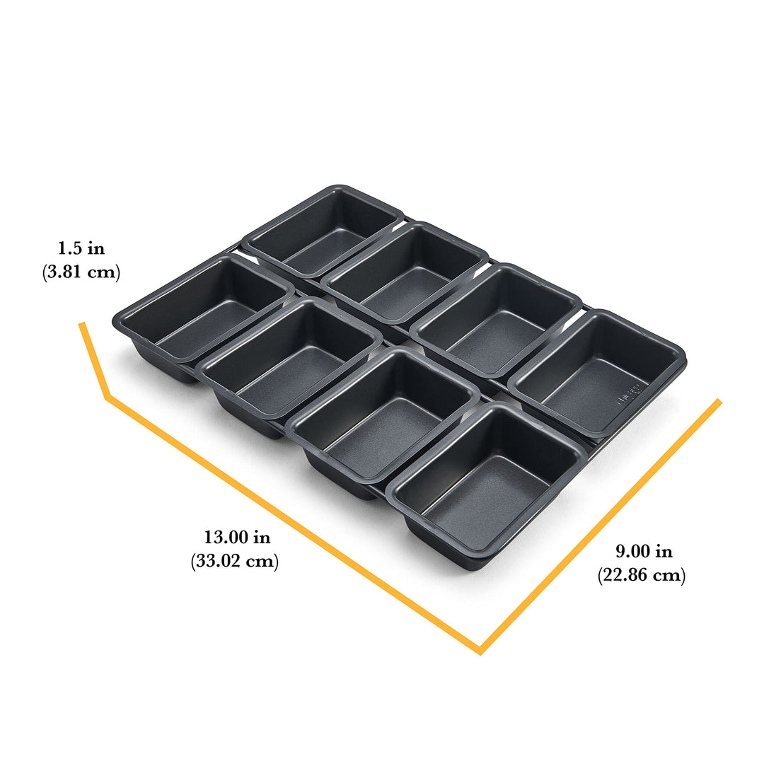 Professional 8-Cup Non-Stick Linked Mini Loaf Pans, 12.75-Inch-by-9-Inch