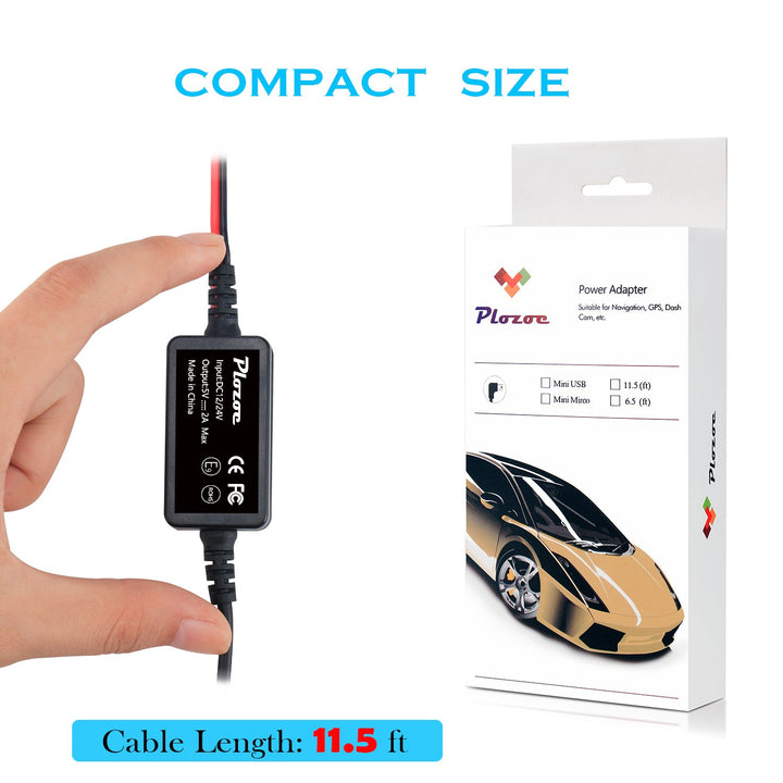 Plozoe Dash Cam Hardwire Kit, Mini USB Hard Wire Kit Fu