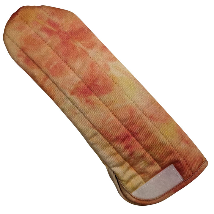 Case/Cover [Heat Resistant] for Curling Irons, Flat Irons or Straighteners, and Styling Irons, Silicone Coated Lining and Quilted Cotton Pouch for Travel, Gym, or Home [Tie Dye Red]