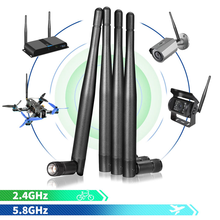 Bingfu Dual Band WiFi Antenna 2.4GHz 5GHz 5.8GHz 3dBi RP-SMA Male Antenna Replacement (4-Pack) for WiFi Router Wireless Network Card USB Adapter Security IP Camera Video Surveillance Monitor