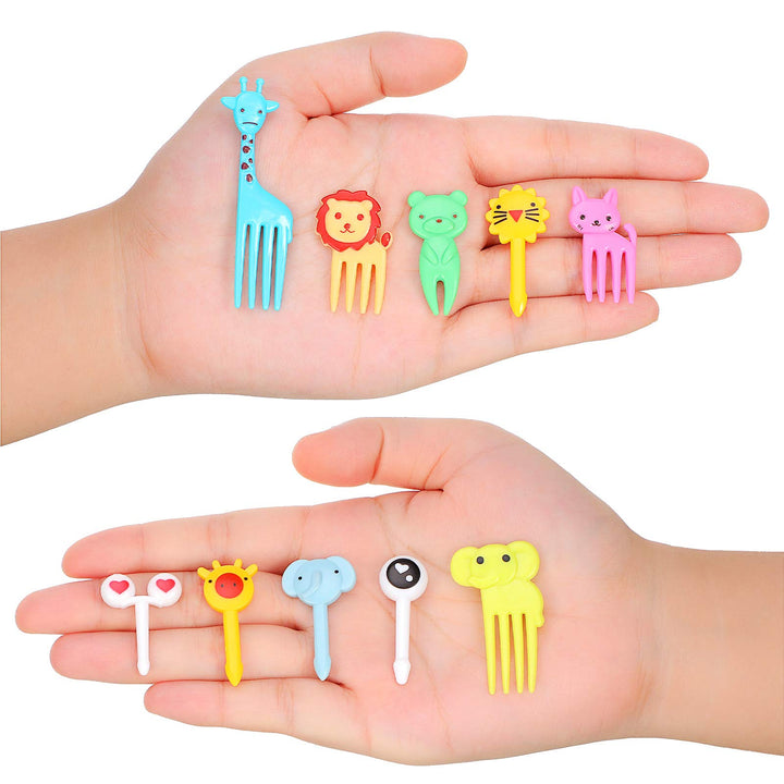 80 Pieces Animal Fruit Food Picks Lunch Bento Box Picks Cute Cartoon Toothpick Mini Cupcake Fork Picks for Back to School Classroom Cake Dessert Pastry Party Supply