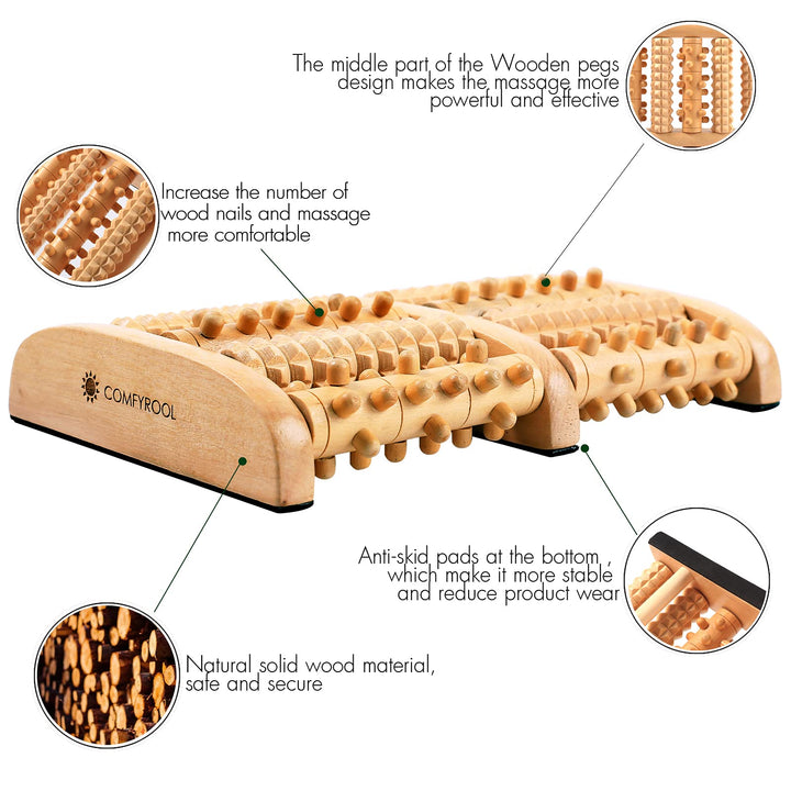 COMFYROOL Wooden Foot Massager Roller, Relax and Relieve Plantar Fasciitis, Heel, Arch Pain. Stress Relief Tool, Relaxation Practical Gifts for Men Women