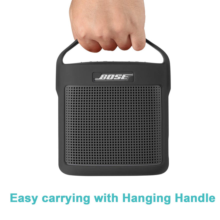 Protective Silicone Stand Up Case with Handle Compatible with Bose SoundLink Color Bluetooth Speaker II(Dark Gray