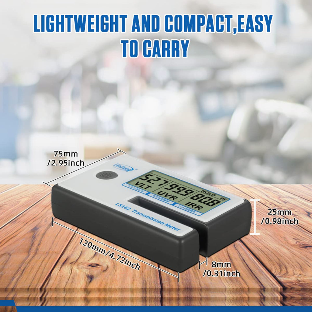 Portable Solar Tester Meter, Tint Solar Film Car Transmission Meter Filmed Glass Tester UV IR Rejection Meter Spectrum Tester IR 950nm UV 365nm VR 550nm
