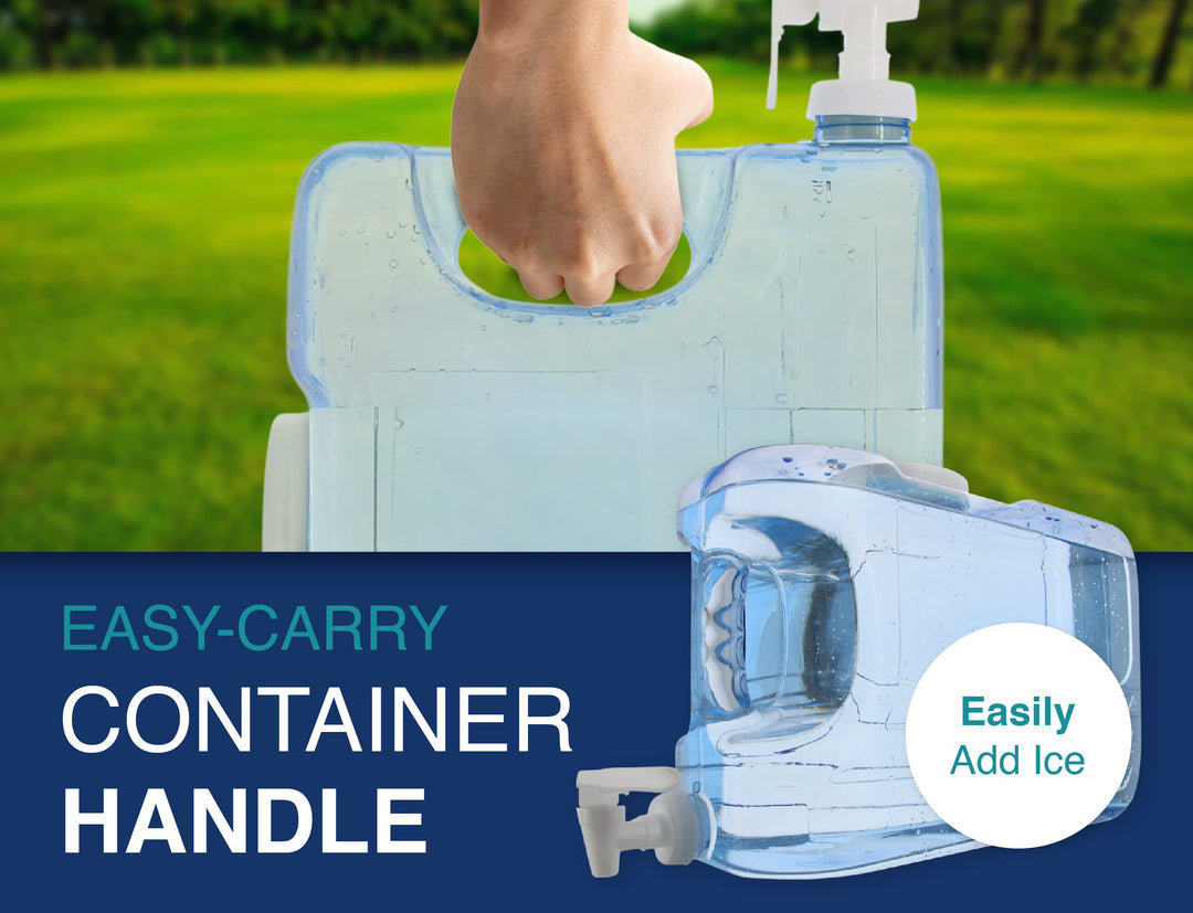 Oasis Drink Dispenser for Fridge, 2.5 Gallon - Plastic Beverage Dispenser with Spigot for Easy Dispensing - BPA Free Clear Plastic - Convenient Handle, Easy-Pour Spout