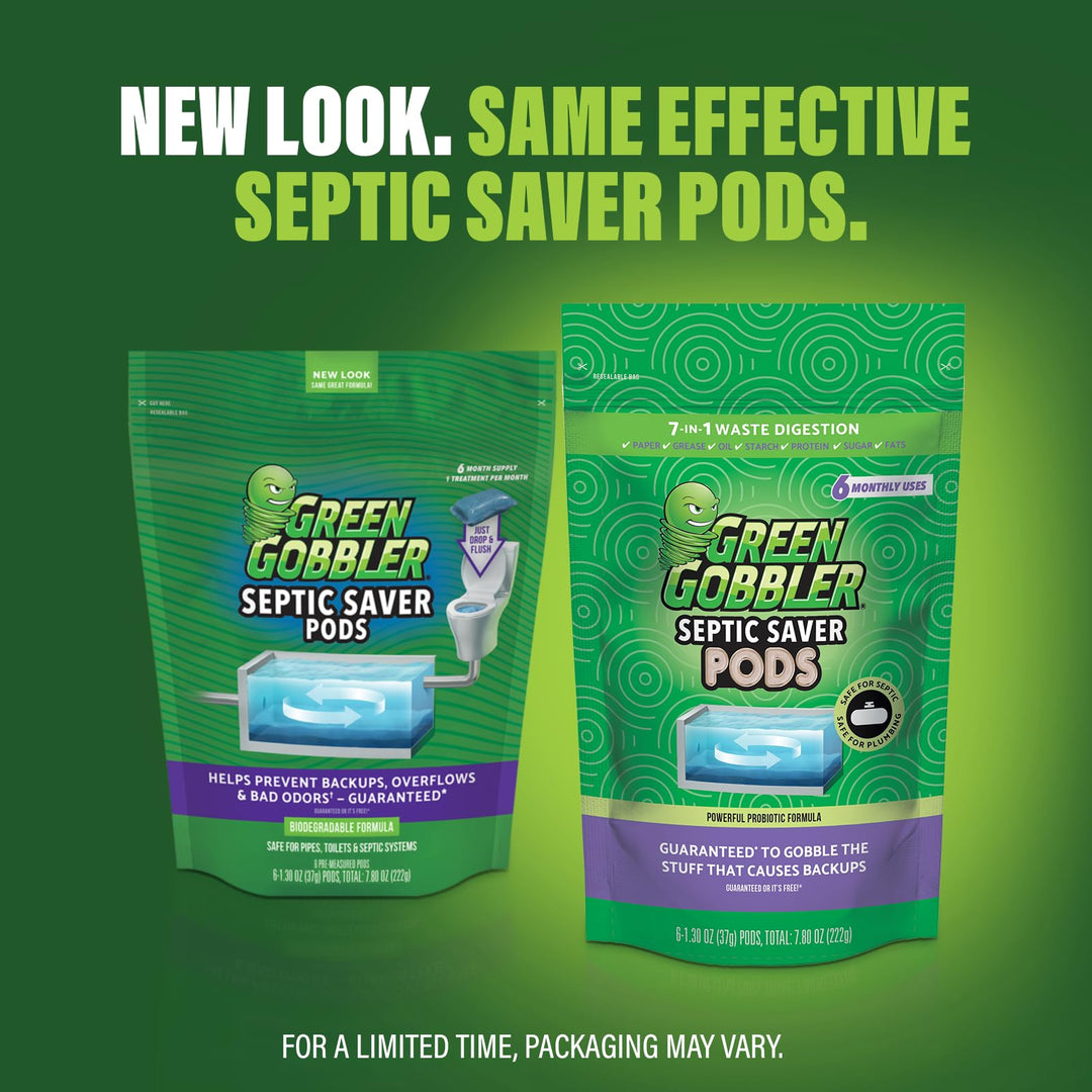 SEPTIC SAVER Bacteria Enzyme Pacs - 6 Month Septic Tank Supply - 6 Pre-Measured Packets(2.13 oz each)