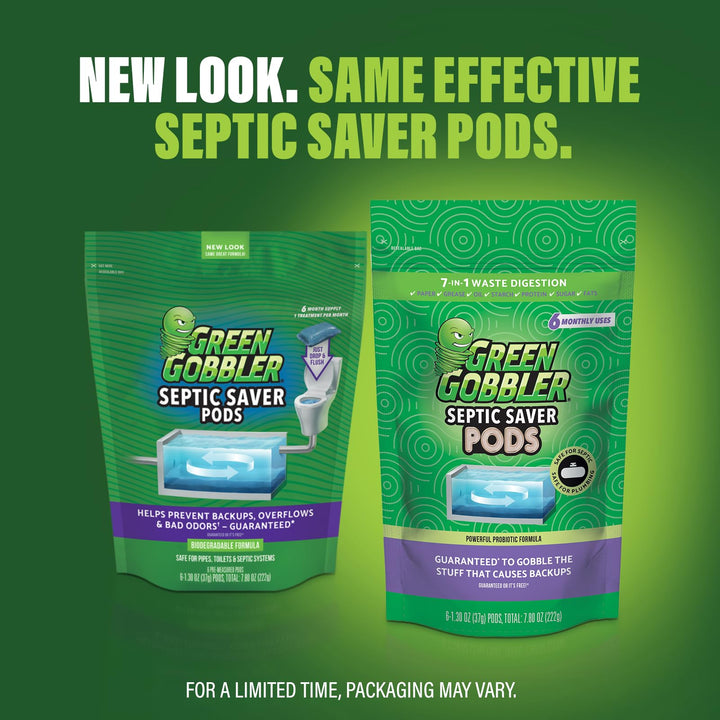 SEPTIC SAVER Bacteria Enzyme Pacs - 6 Month Septic Tank Supply - 6 Pre-Measured Packets(2.13 oz each)