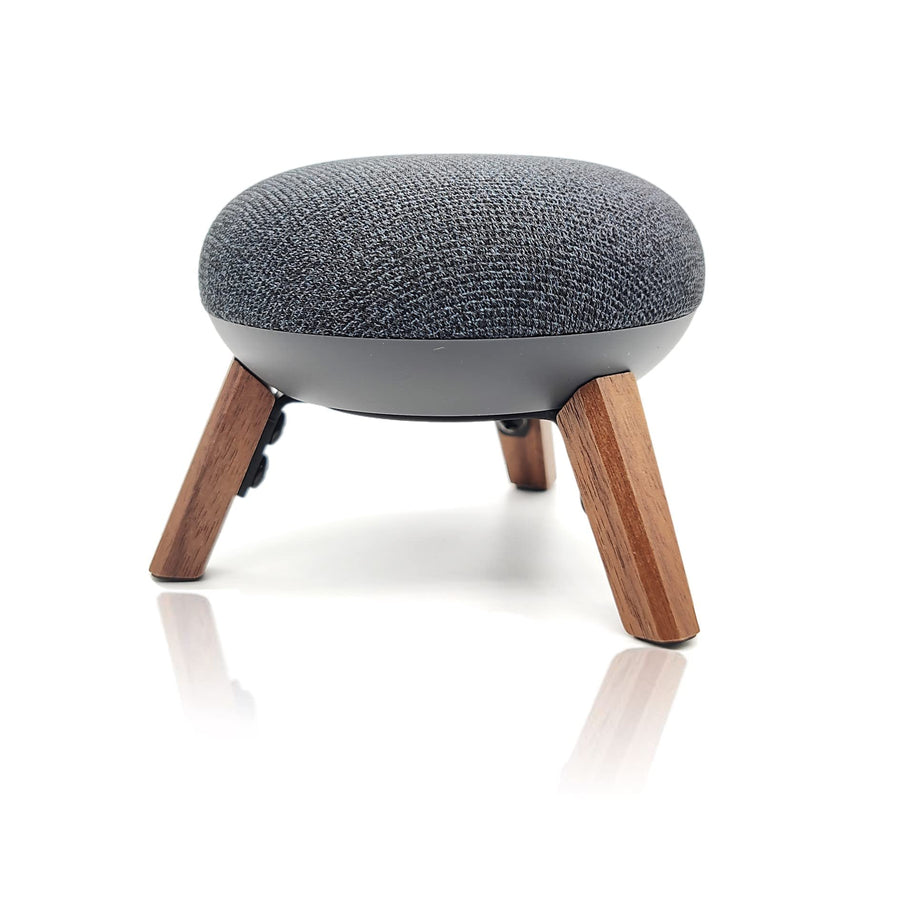 Real Wood Holder Compatible for Google Home Mini,nest Mini(2nd gen),Small Secure Tripod Accessories for Speaker Better Sound,Sturdy Durable Stable Wooden Stand for Home Mini Smart Speaker(Walnut)