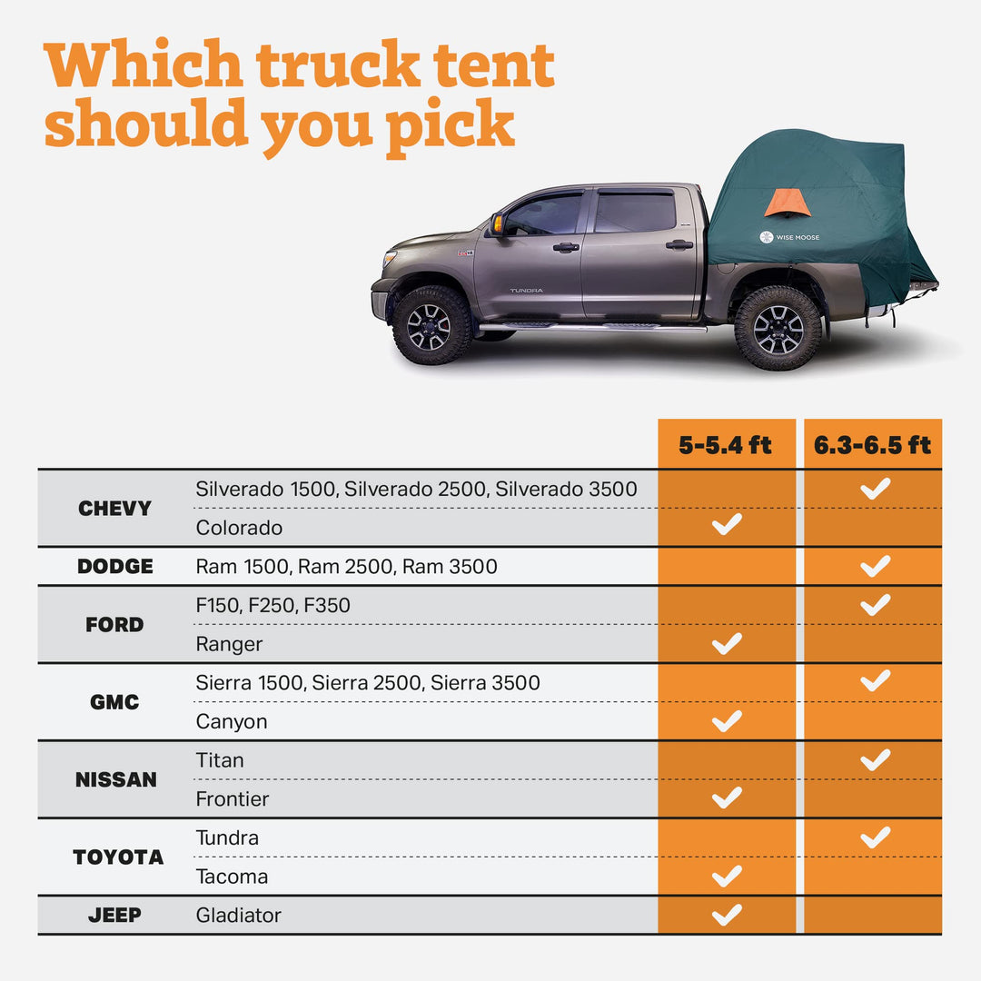 Truck Bed Tent - Fits Truck Tents for Camping 6.3-6.5 ft Bed, Waterproof &amp; Windproof Pickup Truck Tent 6.5 Foot Bed, Sturdy Truck Bed Camper Shell with Carry Bag