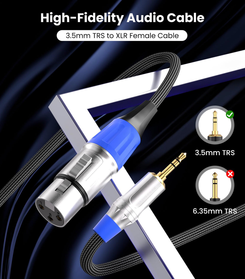tisino XLR to 3.5mm Microphone Cable,Unblanced XLR Fema