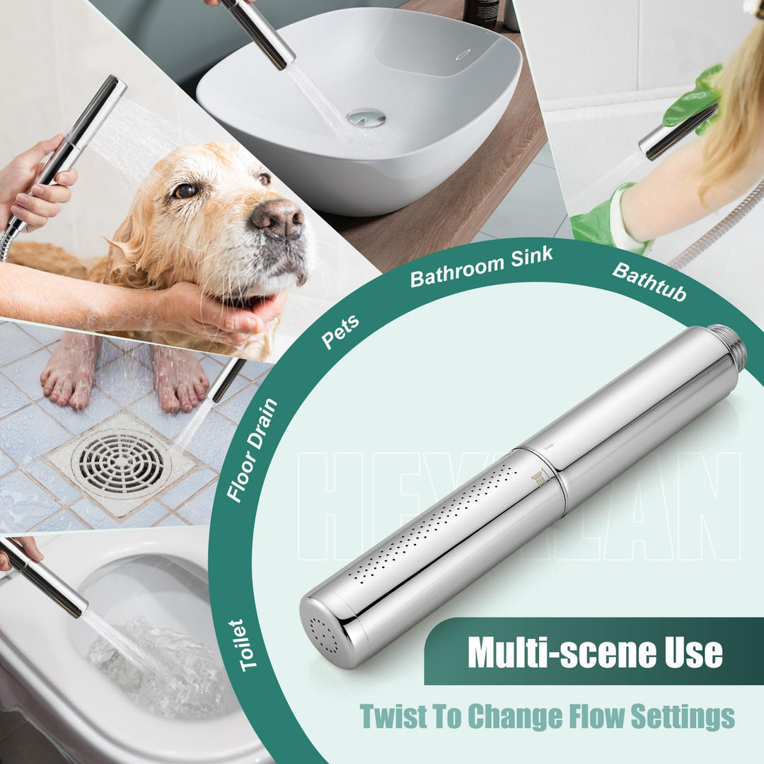 Handheld Shower Handheld Shower Spray Bathroom Shower Wand High Pressure Luxury Hand Shower Brass High Flow Hand Shower Head,Dual Functions Style,Polished Chrome