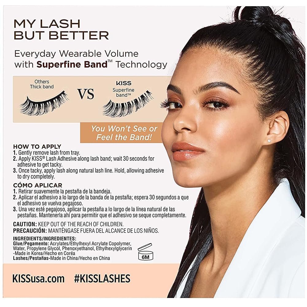 MLBB My Lash But Better False Eyelashes, Everyday Wearable Volume with Superfine Band Technology, Easy To Apply, Reusable, Cruelty-Free, Strip Lashes, Blessed, 1 Pair Fake Eyelashes