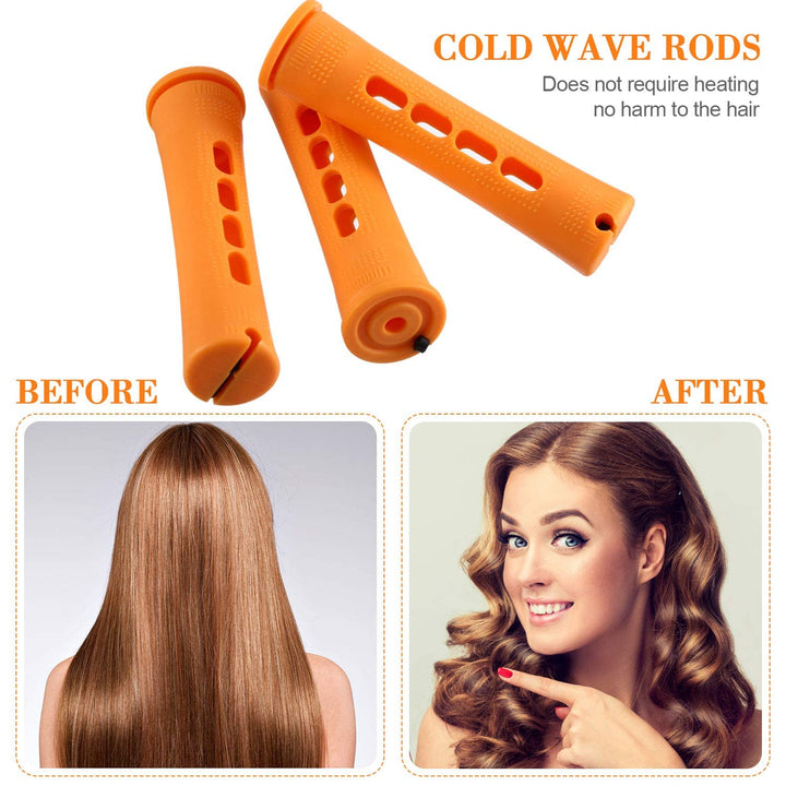 36 Pieces Cold Wave Rod Hair Perm Rods Hair Rollers Perming Rods Curlers with Steel Rat Tail Comb for Hairdressing Styling