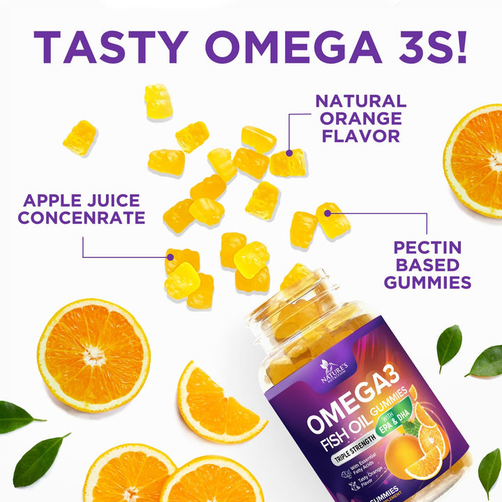 Omega 3 Fish Oil Gummies Tasty Natural Orange Flavor Ex