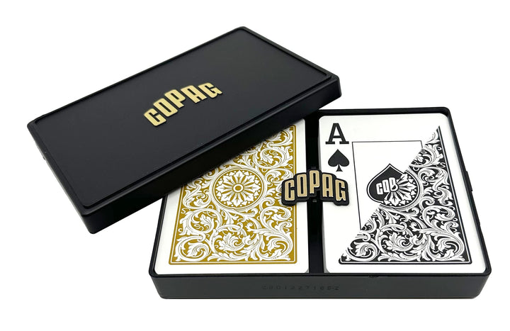 Poker Size Jumbo Index 1546 Playing Cards (Black Gold Setup)