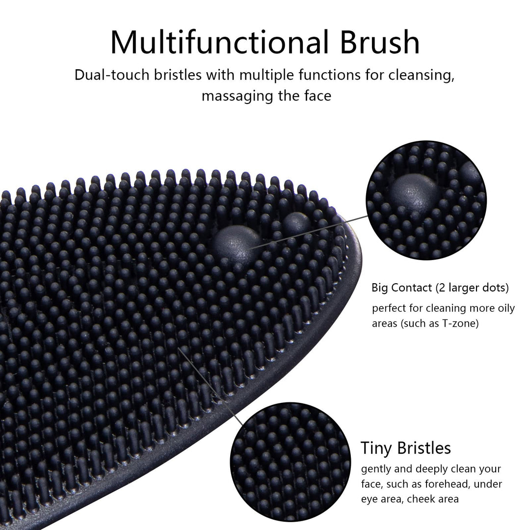 4 Pack Silicone Face Scrubber, Facial Cleansing Brush Soft Silicone Facial Exfoliation and Massage Brush Blackhead Scrubber for Men and Women (Black)