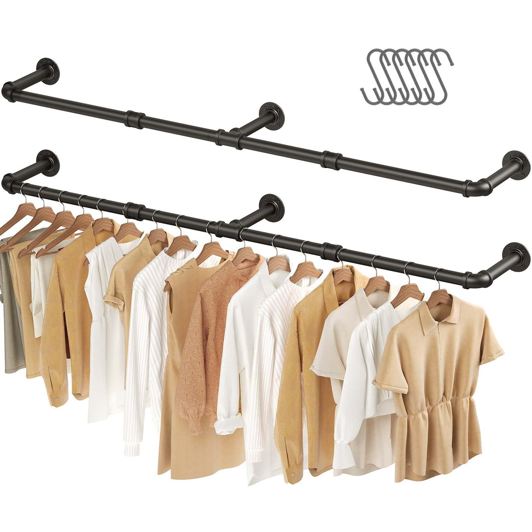 GREENSTELL Wall Mounted Clothes Rack, 69.5in Industrial