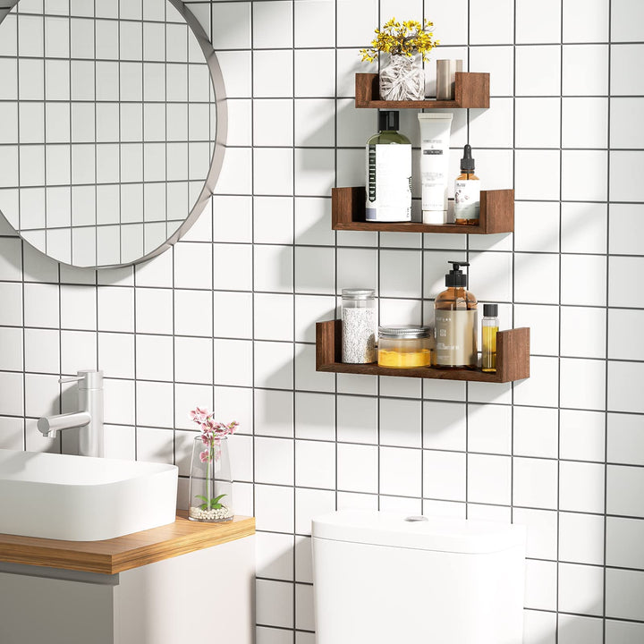 SRIWATANA Floating Shelves Wall Mounted, Solid Wood Wal