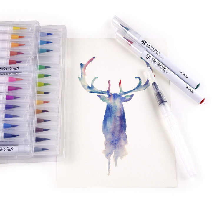 30 Watercolor Brush Pens - 15 Page Tutorial Pad and Online Video Series - Real Brush Tip, Vivid, Blendable - Professional Artist Quality - 27 Colors - 3 Aquapens