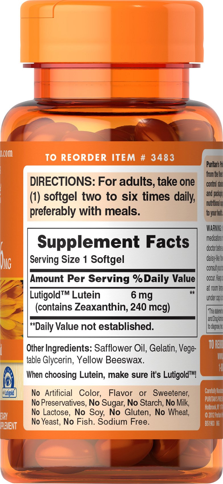 Puritan&#39;s Pride Premium Lutigold Lutein Caroten