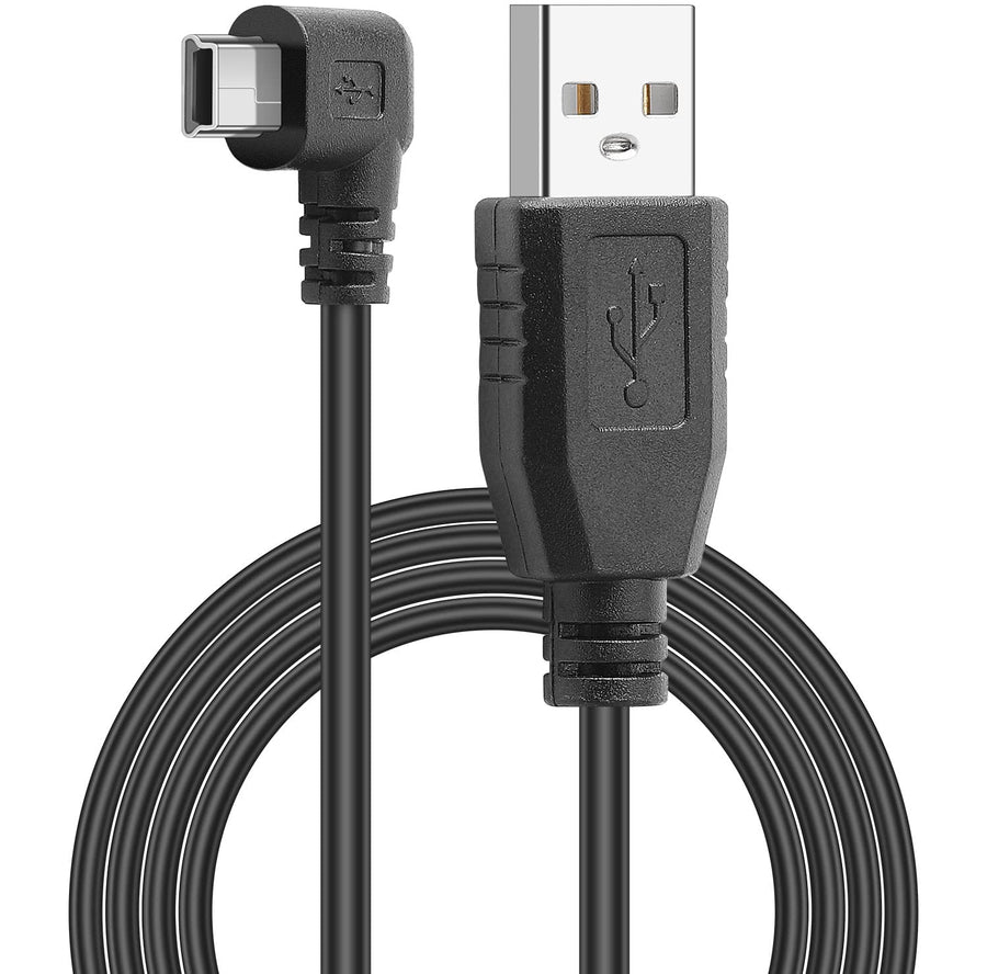 Mini USB Charging Cable USB 2.0 A-Male to Mini-B Car Vehicle Power Charger Adapter Cord for Dash Cam Rearview Mirror Cam Backup Camera (11.5FT, Left Angle)