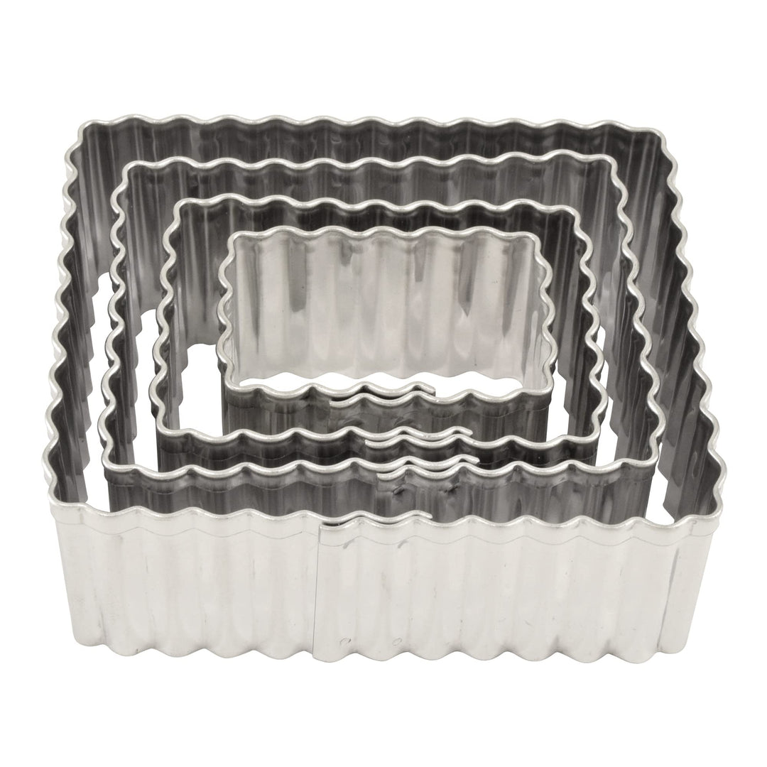 R&amp;M International Fluted Rectangle Cookie and Biscuit Cutters, Tinplated Steel, Assorted Sizes, Set of 4