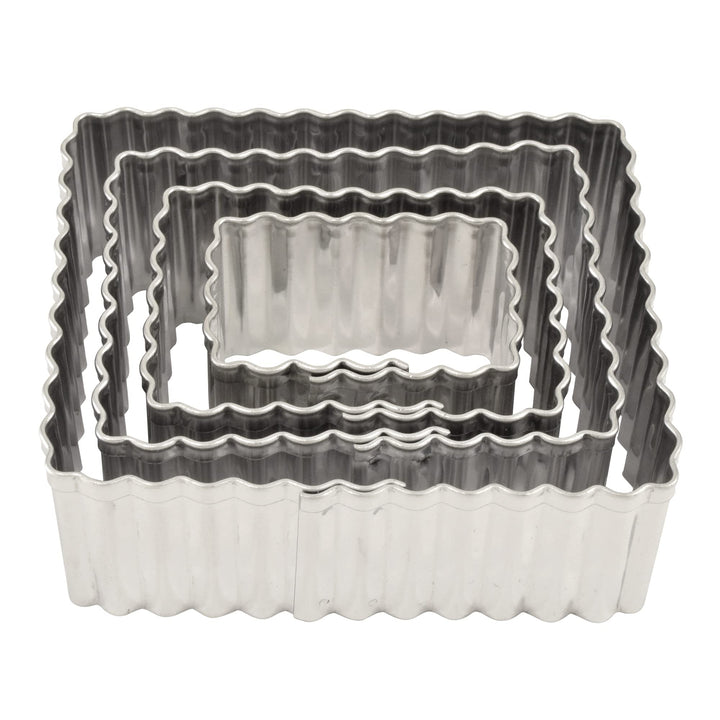 R&amp;M International Fluted Rectangle Cookie and Biscuit Cutters, Tinplated Steel, Assorted Sizes, Set of 4