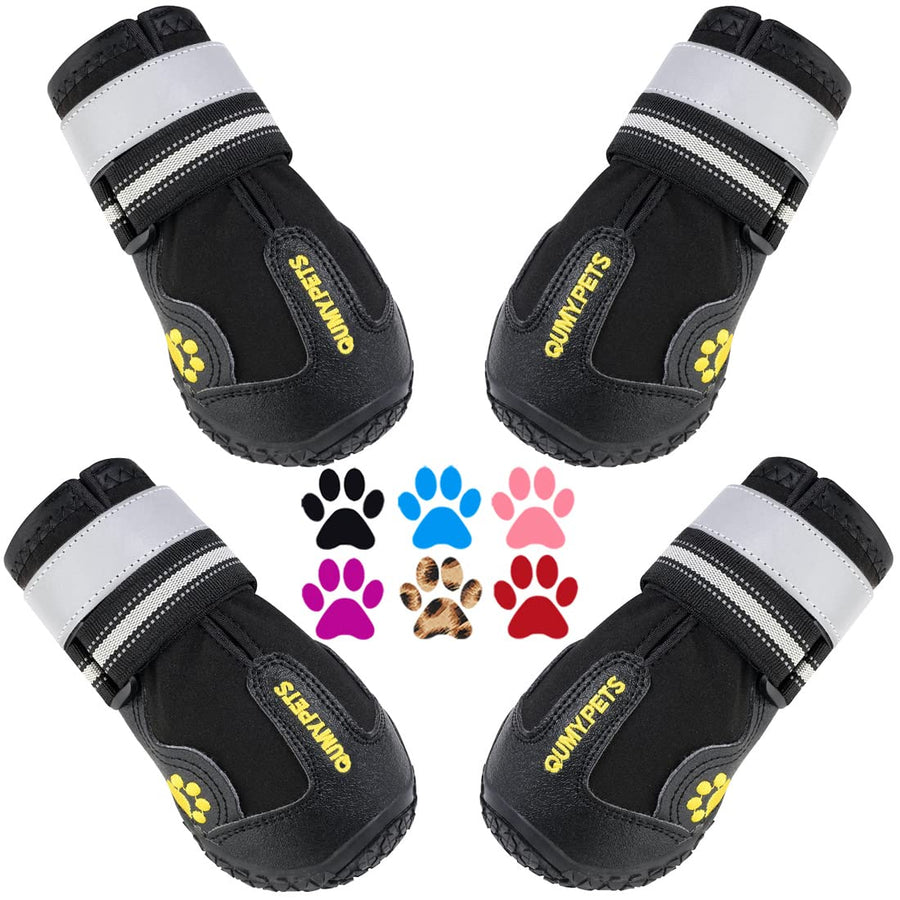 Dog Shoes for Large Dogs, Medium Dog Boots & Paw Protectors for Winter Snowy Day, Summer Hot Pavement, Water-Resistant in Rainy Weather, Outdoor Walking, Indoor Hardfloors Skid-Resistant Sole