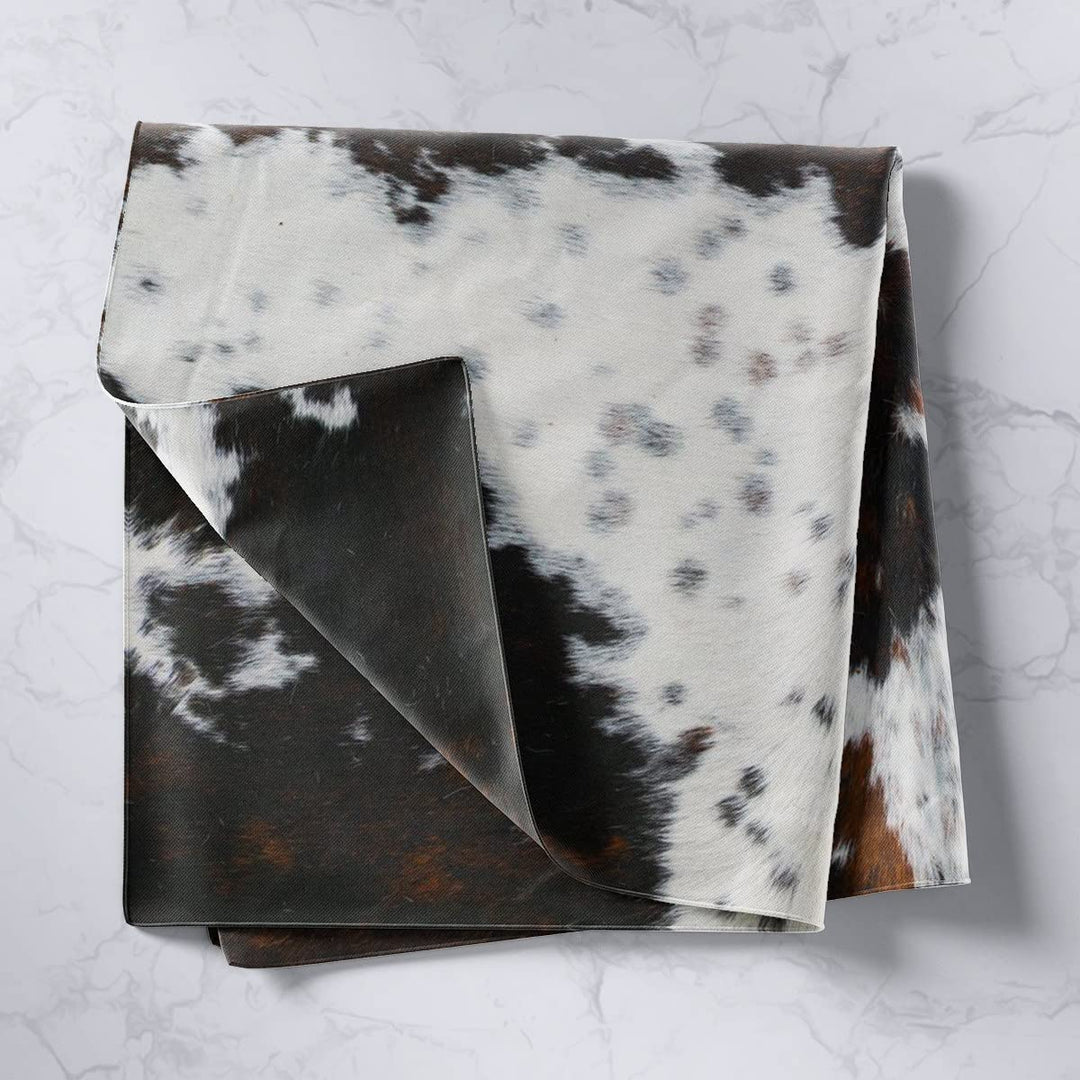 Manfei Abstract Cow Fur Tapestry, White Black Brown Cow