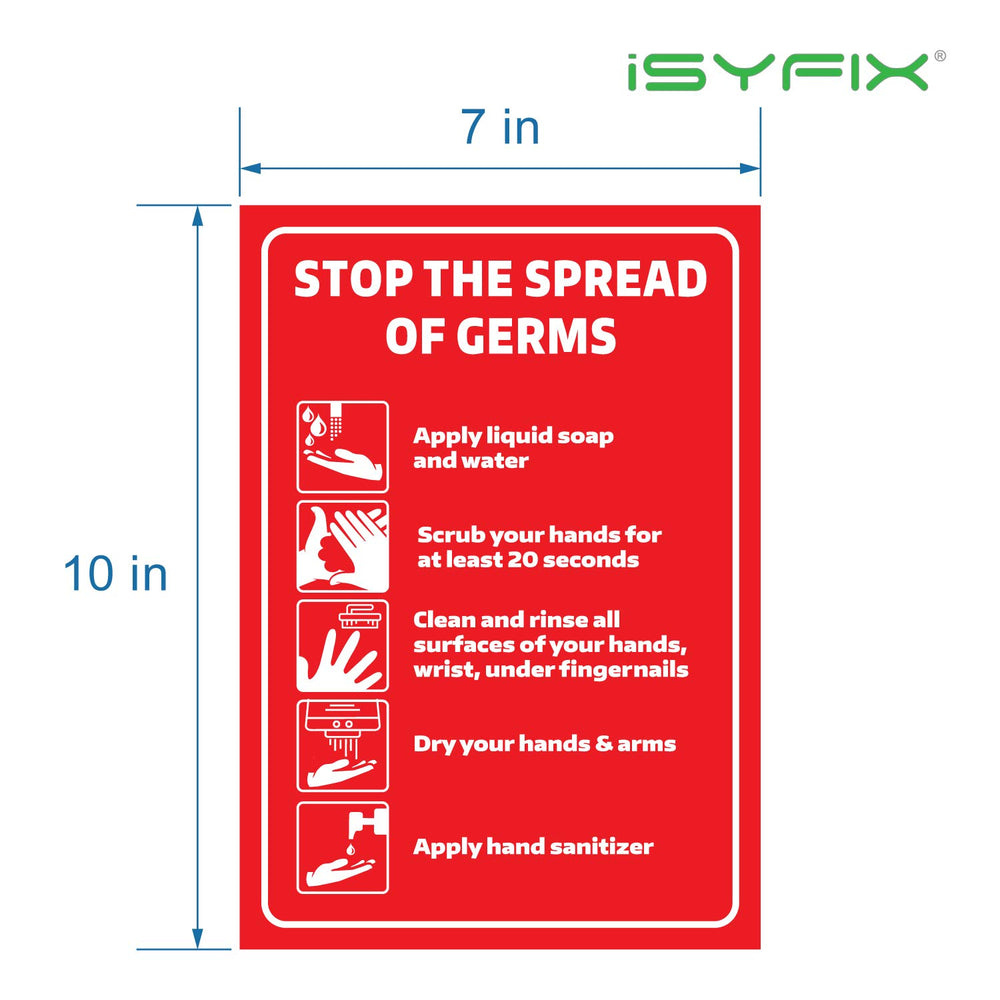 Wash your Hands Stop the Spread Signs Stickers - 2 Pack 7x10 Inch - Premium Self-Adhesive Vinyl, Labels Laminated UV, Weather, Scratch, Water and Fade Resistance, Indoor & Outdoor