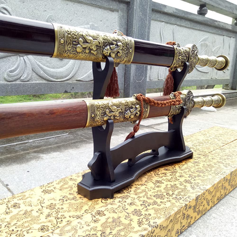 Sword Stand Katana Stand, Black Wood Sword Katana Wall Mount Holder, Gladiator Sword Wall Display Crusader Sword Stand Knife Hanger Bracket Rack