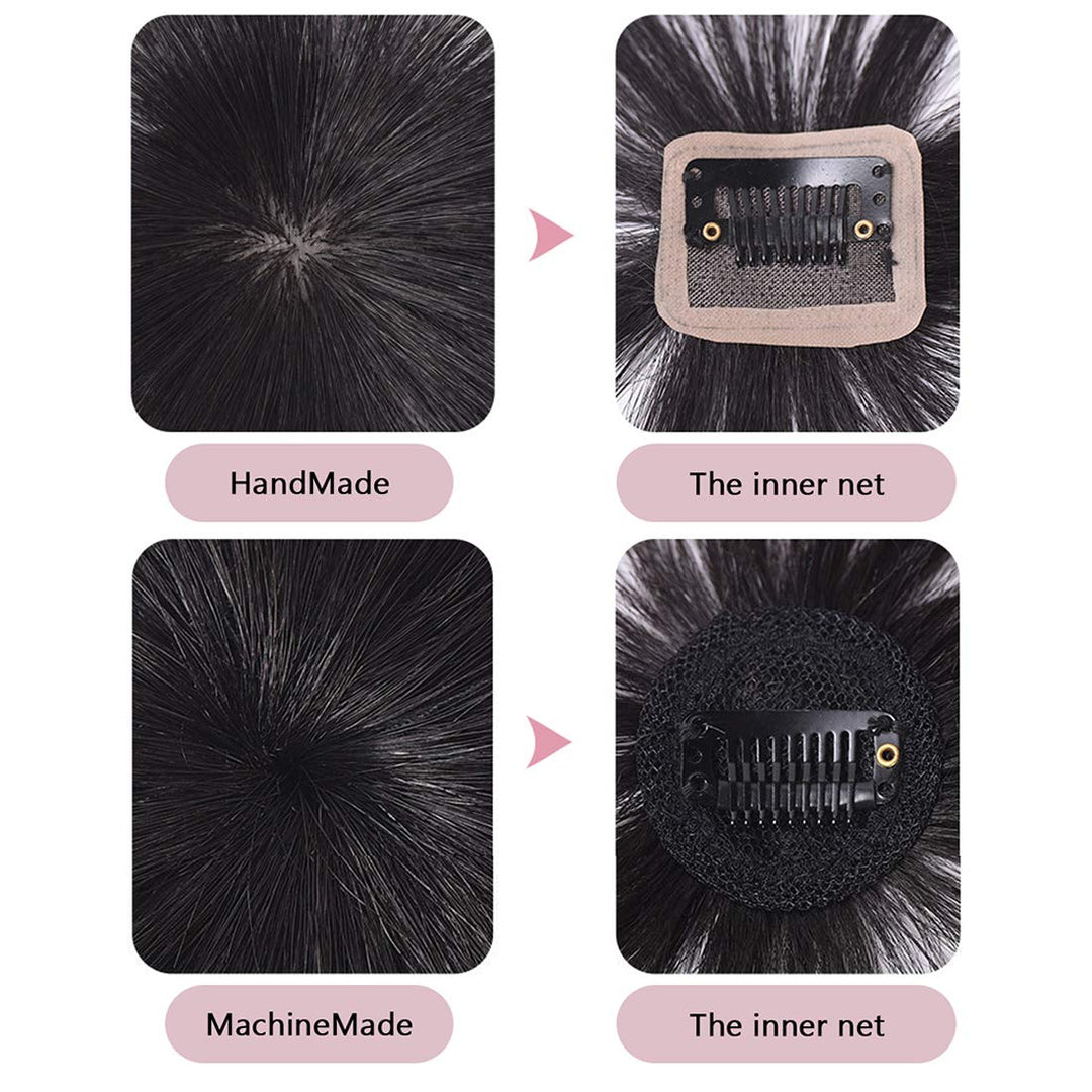 clip on bangs human hair 3D Clip-on Bangs Topper Real Hair Air Bangs One Piece Clip in Hair Topper/Hair Fringe (3D Machine Made, Natural Black)