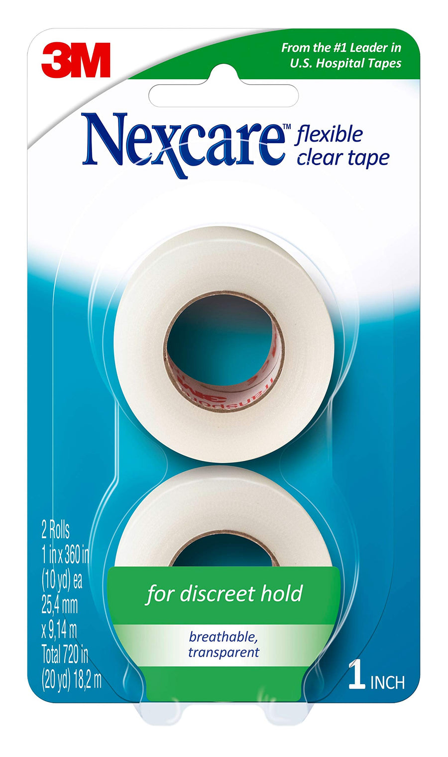 Nexcare Flexible Clear First Aid Tape, 1-Inch x 10-Yard