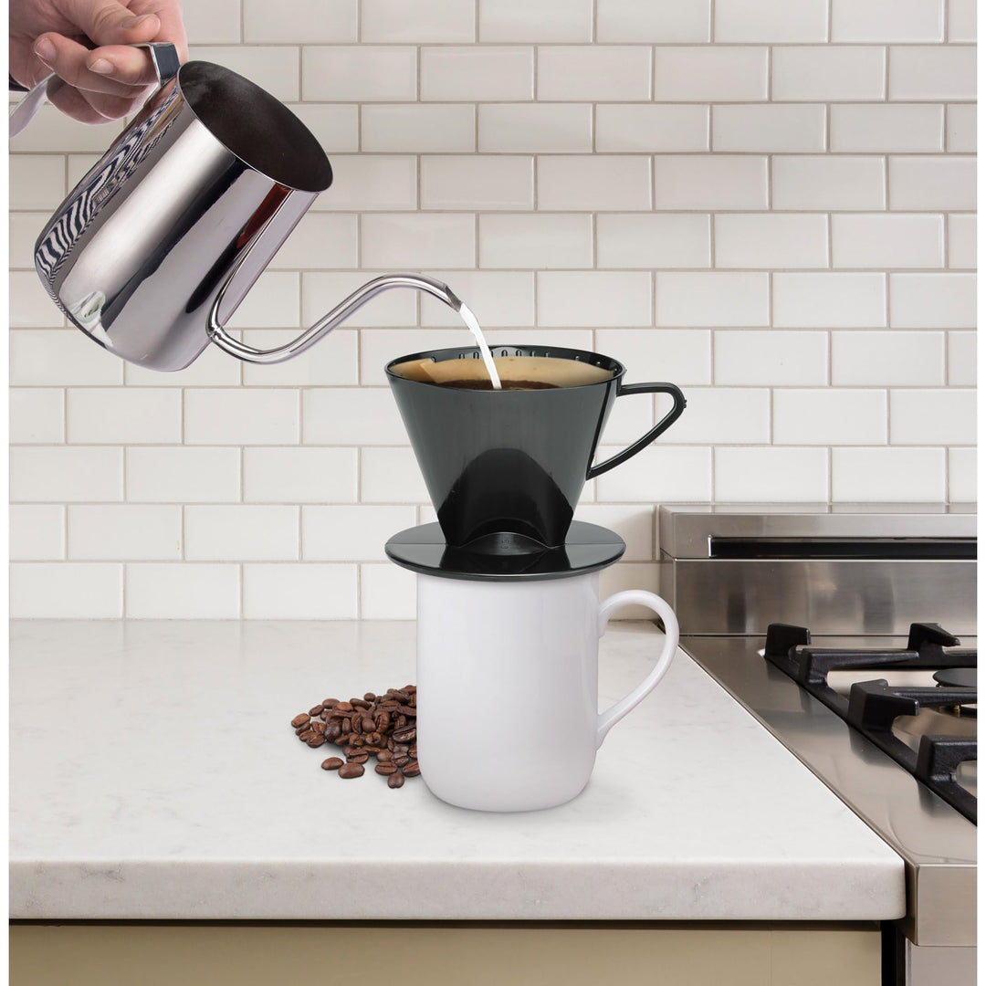 Pour-Over Coffee Brewing Filter Cone, Number 1-Size, Black, Brews 1 to 2-Servings