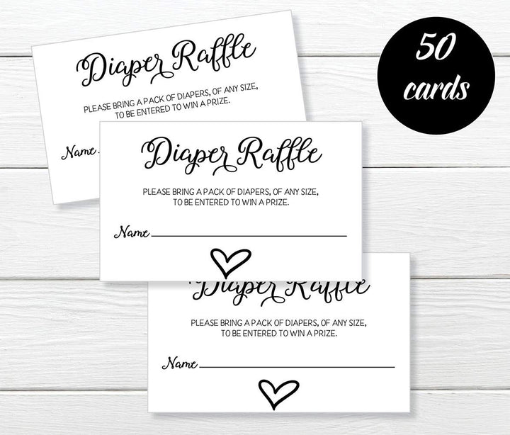 50 Gender Neutral Watercolor Heart Baby Shower Diaper Raffle Tickets, Lottery Insert Cards for Heart Baby Shower Invitations Supplies Games for Baby Gender Tickets (50-Cards)