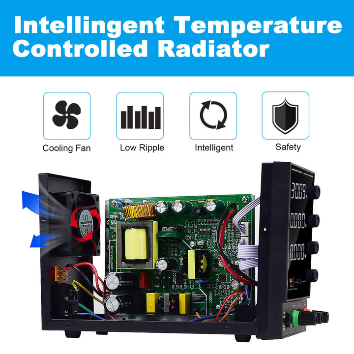 DC Power Supply Variable, Adjustable Switching Regulated Power Supply (0-60 V 0-5 A) with 4-Digits LED Display, Beach Power Supply with USB Quick-Charge Interface, Short Circuit Alarm