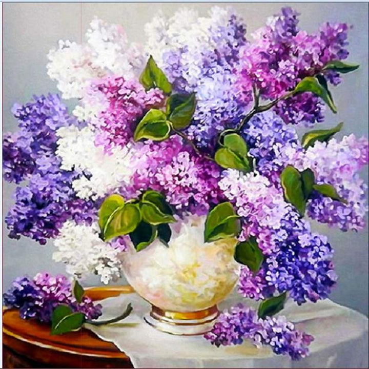 DIY 5d Diamond Painting Shiny Crystal Diamond Kits, Purple Flowers Painting Diamonds, Rhinestone Embroidery Cross Stitch Kits Supply Arts Craft Canvas Wall Decor Stickers Home decor12x12inches
