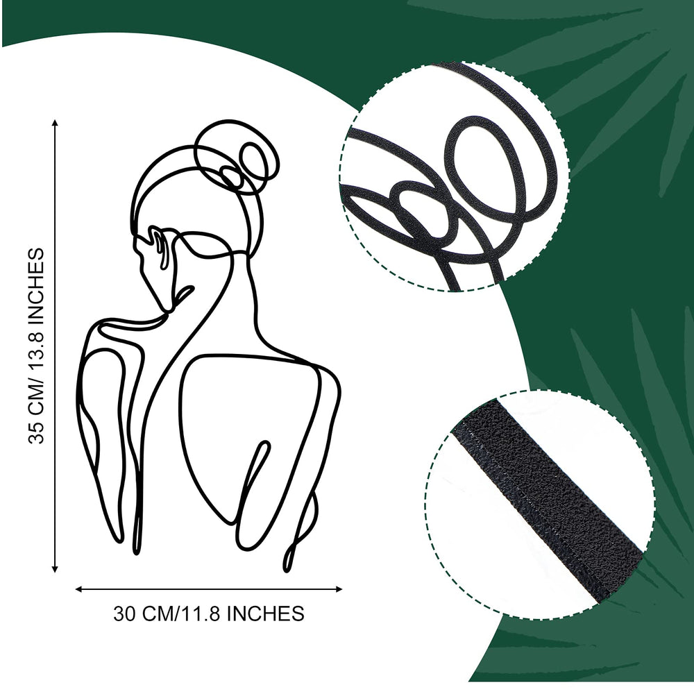Metal Wall Art Metal Female Wall Decor Minimalist Female Body Wire Art Decor Abstract Metal Wall Art for Bedroom Bathroom Living Room Home Wall Decor, 13.8 x 11.8 Inch(Black,Cute Style)