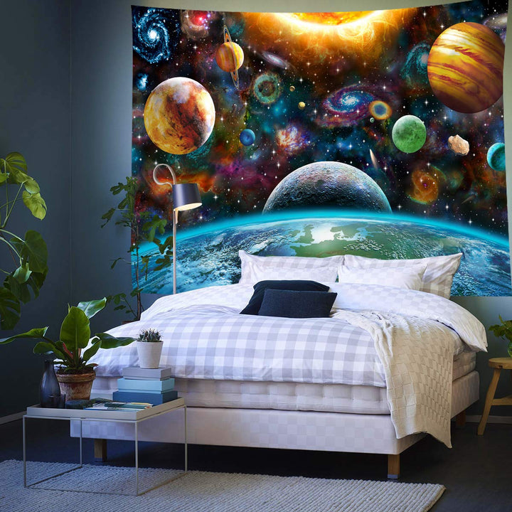 Space Planet Tapestry Galaxy Universe Planets Tapestry Solar System Tapestry Wall Hanging Tapestries for Bedroom Living Room Apartment Dorm Decorations 80x60 Inches GTZYAY243