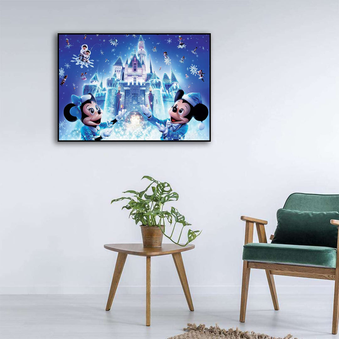 Snow Castle Christmas Diamond Painting for Adults Kids Beginners,5D Full Round Drill Mickey Diamond Arts Craft for Home Wall Holiday Favorite Decoration