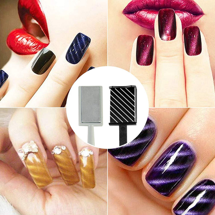 11 Piece Magnet Nail Art Polish Tool Set, Cat Eye Gel Polish 3d Gel Nails Cat Eye Plastic Tool-Suitable for DIY 3d Magnetic, Salon, Studio or Home