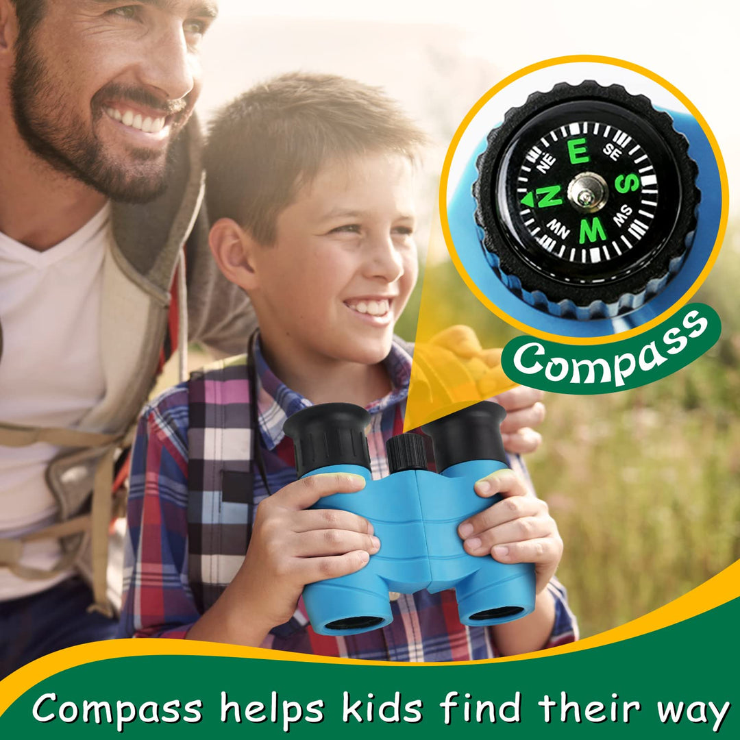 Binoculars for Kids with Compass 8x21 Children Toy Real Binocular Gifts for 3-12 Years Boys Girls High Resolution Shockproof Telescope for Bird Watching,Travel, Camping