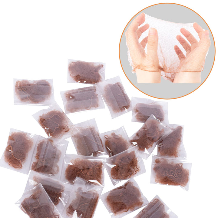 Pack of 20pcs Hair Nets Invisible Elastic Edge Mesh 50cm 20 Light Brown