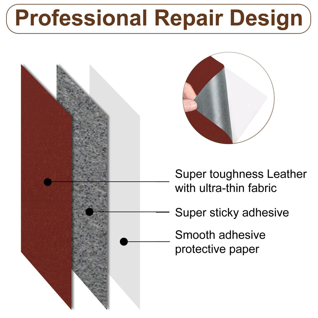 Leather Repair Patch 8×11 inch Self-Adhesive Leather Repair Tape, Scratch/Holes Vinyl Repair Kit for Couch, Car Seat, Sofas, DIY Furniture Upholstery, Chair, Jackets, First-aid (Dark Red)