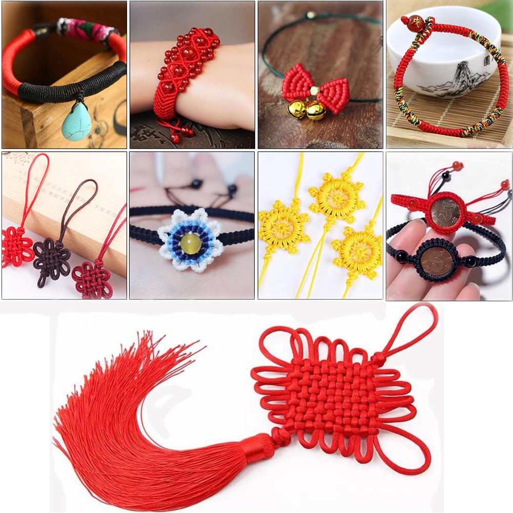 150 Yards 0.5mm Nylon Beading Cord Braided Nylon Thread String for Chinese Knotting, Bracelet, Necklace, Macramé, Jewelry Making,Sewing (Red)