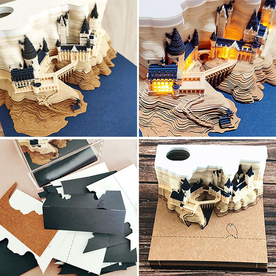 1Pc 160 Sheets Memo Pads Paper Art with Light, Castle 3D Stick Notes Convenience Stickers Papers Card Craft, Original DIY Post Notes Notepad